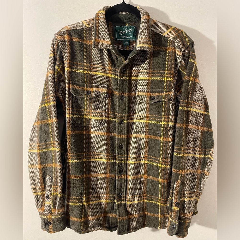 WOOLRICH- The Green Label collection-100 % cotton plaid heavy Shacket Sz small